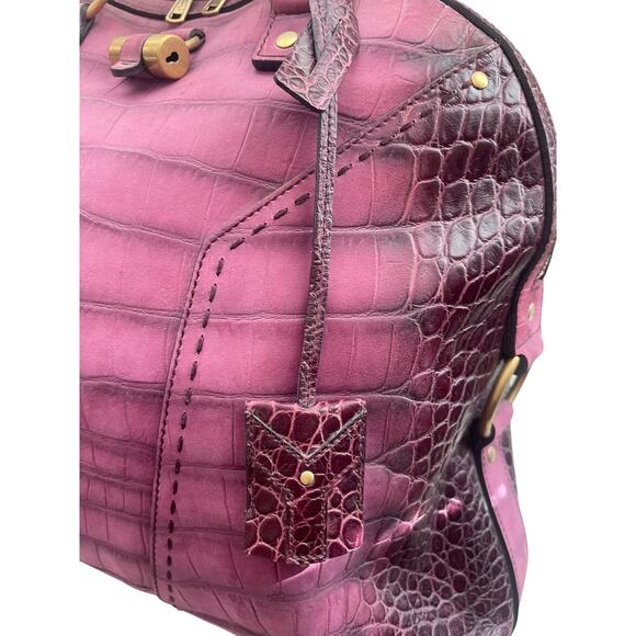NWT Limited YSL Saint Laurant Crocodile Suede Oversized Large Muse Bag Purple - Picture 2 of 12